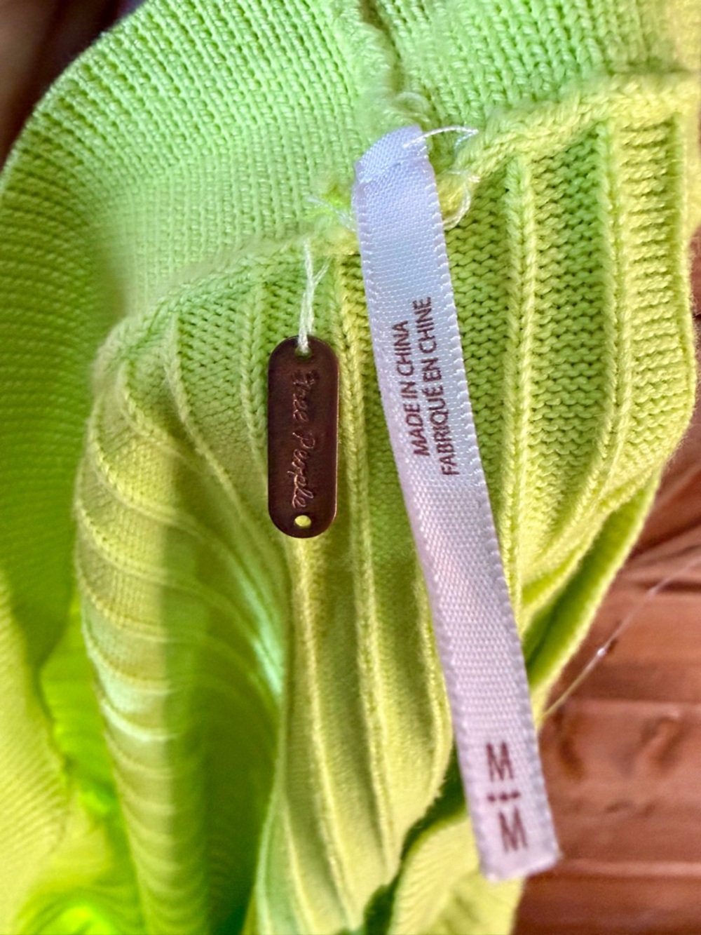 Free People Neon Lime Ribbed Midi Skirt Medium - Picture 2 of 5